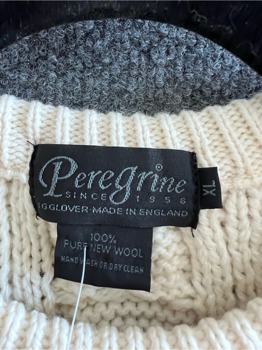 Peregrine England 100% Pure New Wool Cable Knit Fisherman Sweater Ivory XXL - Picture 7 of 8